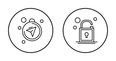 Compass and Open Lock Icon vector