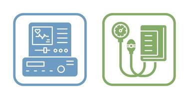 Electrocardiogram and Blood Pressure Gauge Icon vector