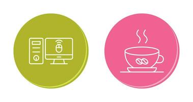 Desktop Computer and Coffee Cup Icon vector