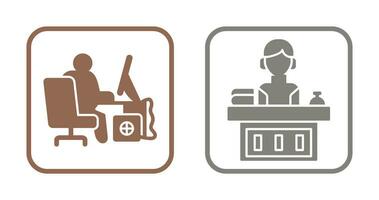 Computer Worker and Office Reception Icon vector