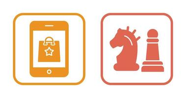 Online Shopping and Chess Piece Icon vector