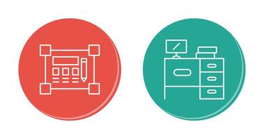 Blueprint and Desk Icon vector