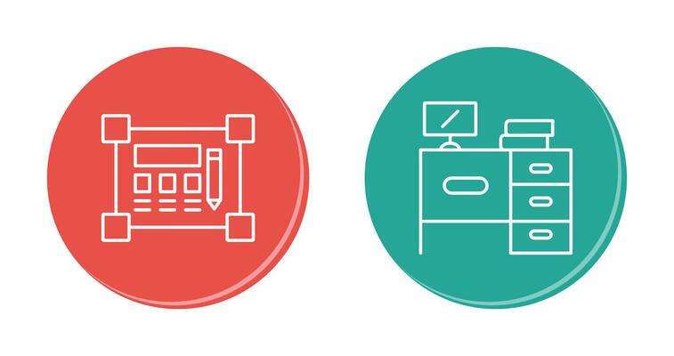 Blueprint and Desk Icon