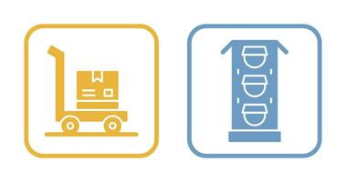 trolly and traffic light  Icon vector