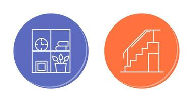 Bookshelf and Stairs Icon vector