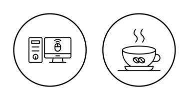 Desktop Computer and Coffee Cup Icon vector