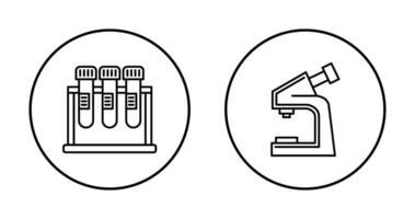 prueba tubo y microscopio icono vector