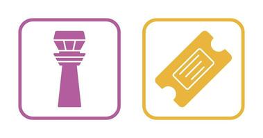 Control Tower and Ticket Icon vector