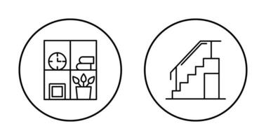 estante para libros y escalera icono vector