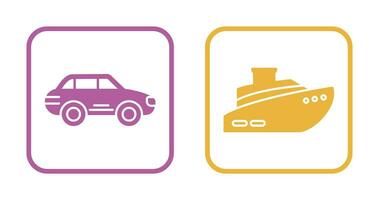 Car and Ship Icon vector