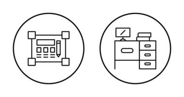 Blueprint and Desk Icon vector