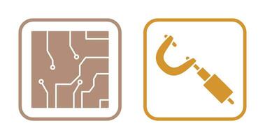 eléctrico circuito y micrómetro icono vector