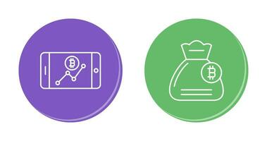 Line Chart and Money Bag Icon vector