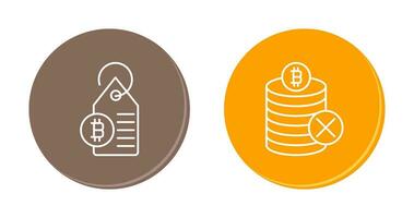 Not Accepted and Bitcoin Label Tag Icon vector