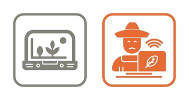 Smart Farm and Farmer Icon vector