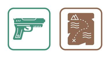 Gun and Treasure  Icon vector