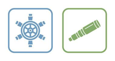 Ship Wheel and Binocular Icon vector