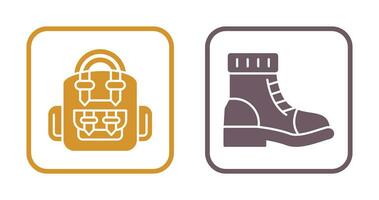 Backpack and Boots Icon vector