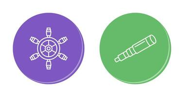 Ship Wheel and Binocular Icon vector