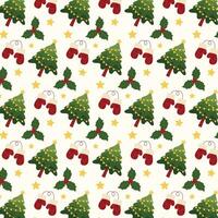 Christmas Theme Vector Arts with Christmas holiday celebration simple cute icons. Seamless pattern, wrapping paper gift