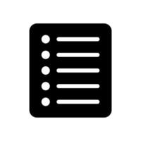 List icon, Site menu symbol, Checklist icon solid style, glyph flat icon. Vector design element.