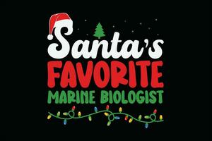 Santa's Favorite Marine Biologist Christmas T-Shirt Design vector