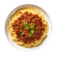 pasta bolognese met basilicum Aan een bord. ai gegenereerd png