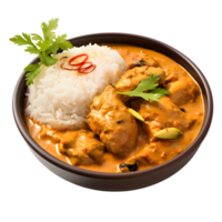 burro pollo tikka masala servito con roti. ai generato png