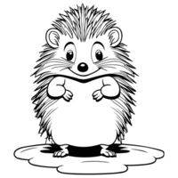 Drawing Hedgehog Coloring Page for Kids, AI Generated png