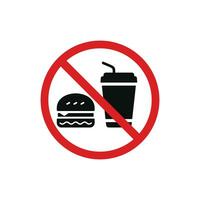 No comida y bebidas permitido icono símbolo. No comiendo icono aislado en blanco antecedentes vector
