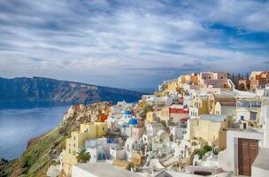 Classic Greek white and blue buildings photo