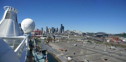 Cruise ship, looking out on Seattle waterfront photo