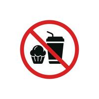 No comida y bebidas permitido icono símbolo. No comiendo icono aislado en blanco antecedentes vector