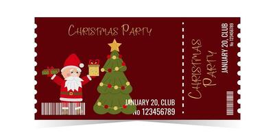 Christmas Party Ticket layout template card design vector