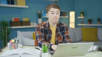 Thoughtful student doing calculations in his head. video