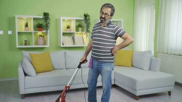 The Old Man is cleaning alone and is getting tired. video