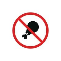 No chicken leg allowed icon sign symbol isolated on white background. No food sign symbol vector