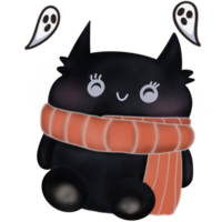 schattig zwart kat in halloween png