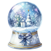 AI Generative, Snow globe with Christmas trees and snowflakes. png