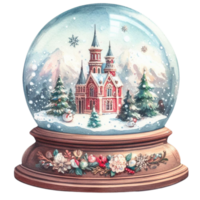 AI Generative, Snow globe with Christmas trees and snowflakes. png