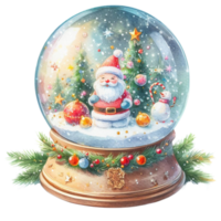 AI Generative, Snow globe with Christmas trees and snowflakes. png