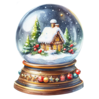 AI Generative, Snow globe with Christmas trees and snowflakes. png