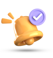 3d rendering of bell notification, 3D pastel icon set. png