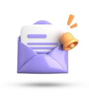 3d rendering of envelope with a bell and a check mark png