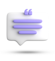 3d rendering of speech bubble for testimonial, 3D pastel icon set. png