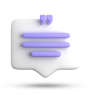 3d rendering of speech bubble for testimonial, 3D pastel icon set. png