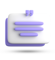 3d rendering of speech bubble for testimonial, 3D pastel icon set. png