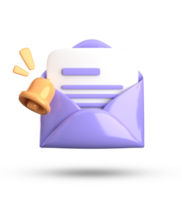 3d rendering of envelope with a bell and a check mark png