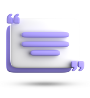 3d rendering of speech bubble for testimonial, 3D pastel icon set. png
