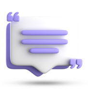 3d rendering of speech bubble for testimonial, 3D pastel icon set. png